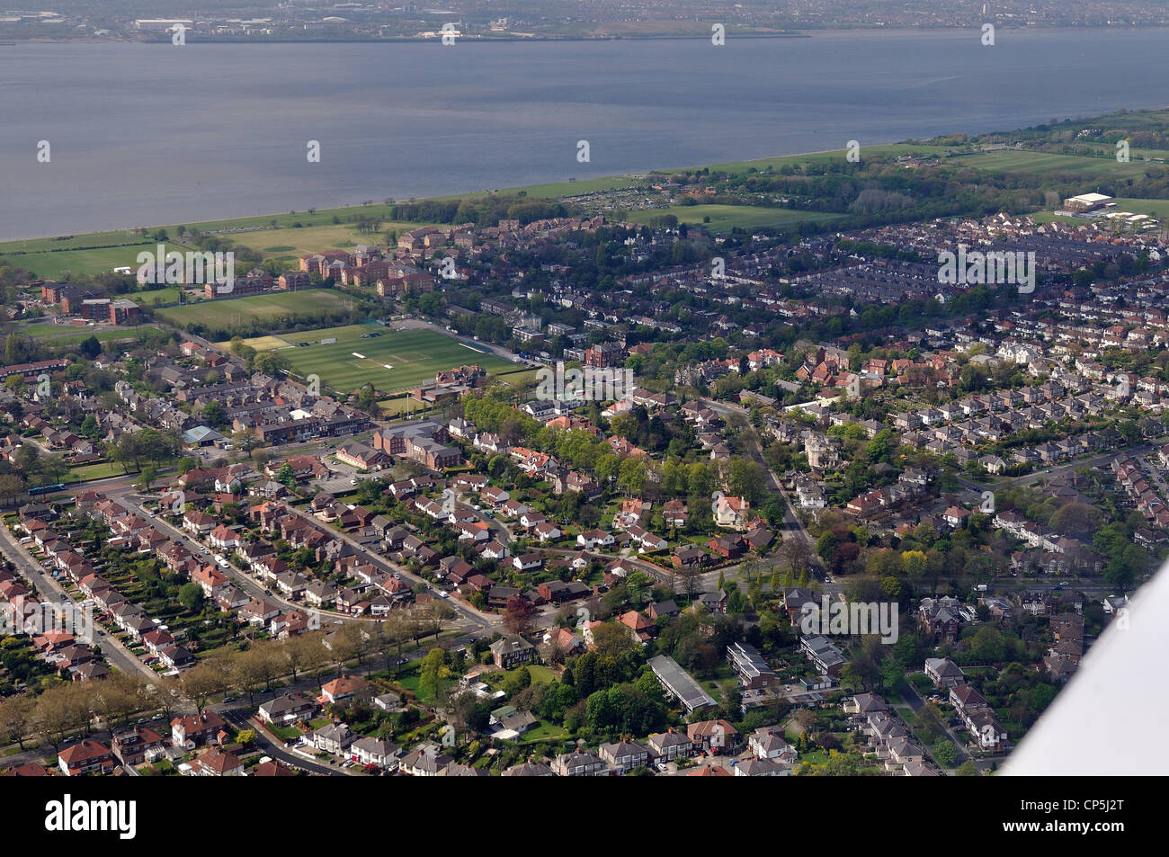 Liverpool flight  Aerial photography pilots view Stock Photo