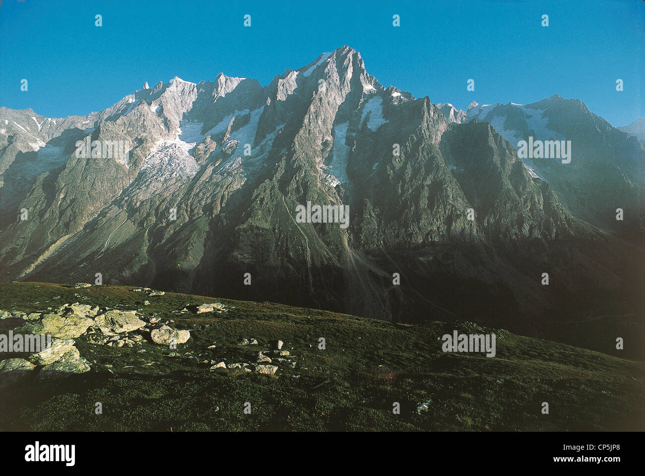 VALLE D'AOSTA VALLEY FERRET LE GRANDS Jorasses Stock Photo