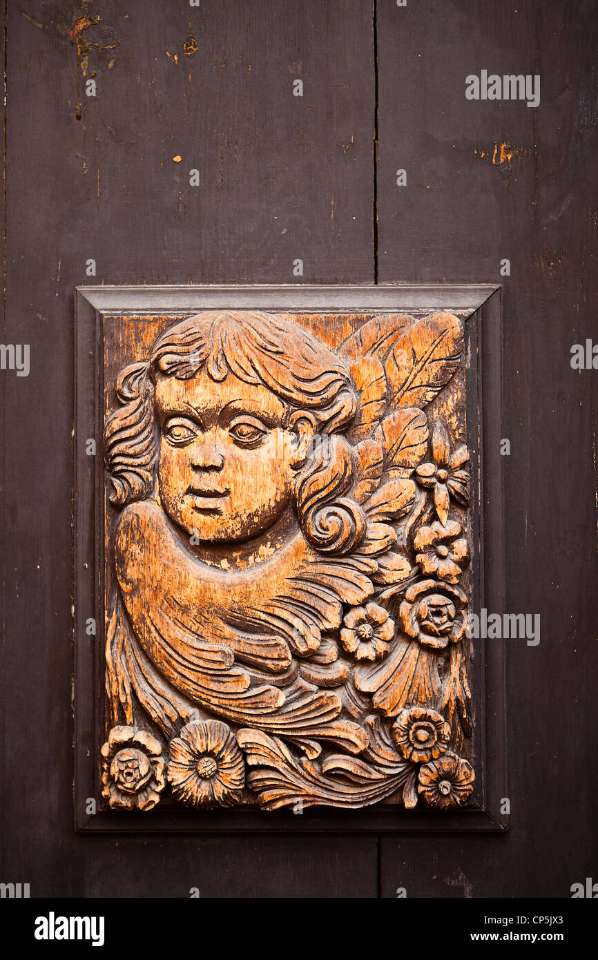 Czech Carving On Door Stock Photo