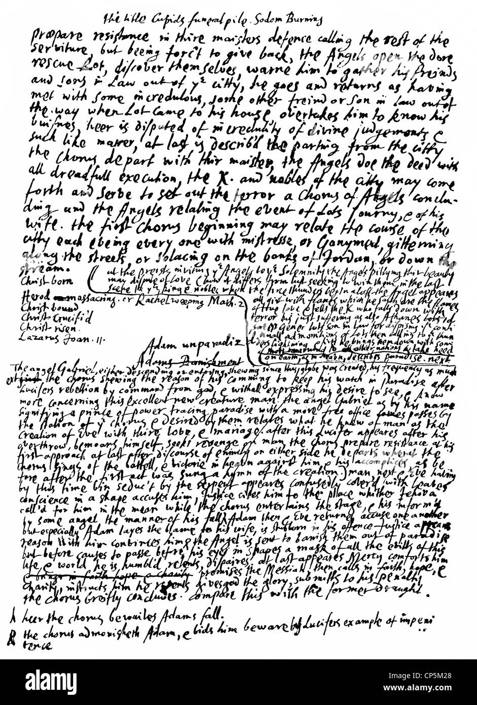 Historical manuscript, 1861, by John Milton, 1608 - 1674, an English poet and political philosophe Stock Photo