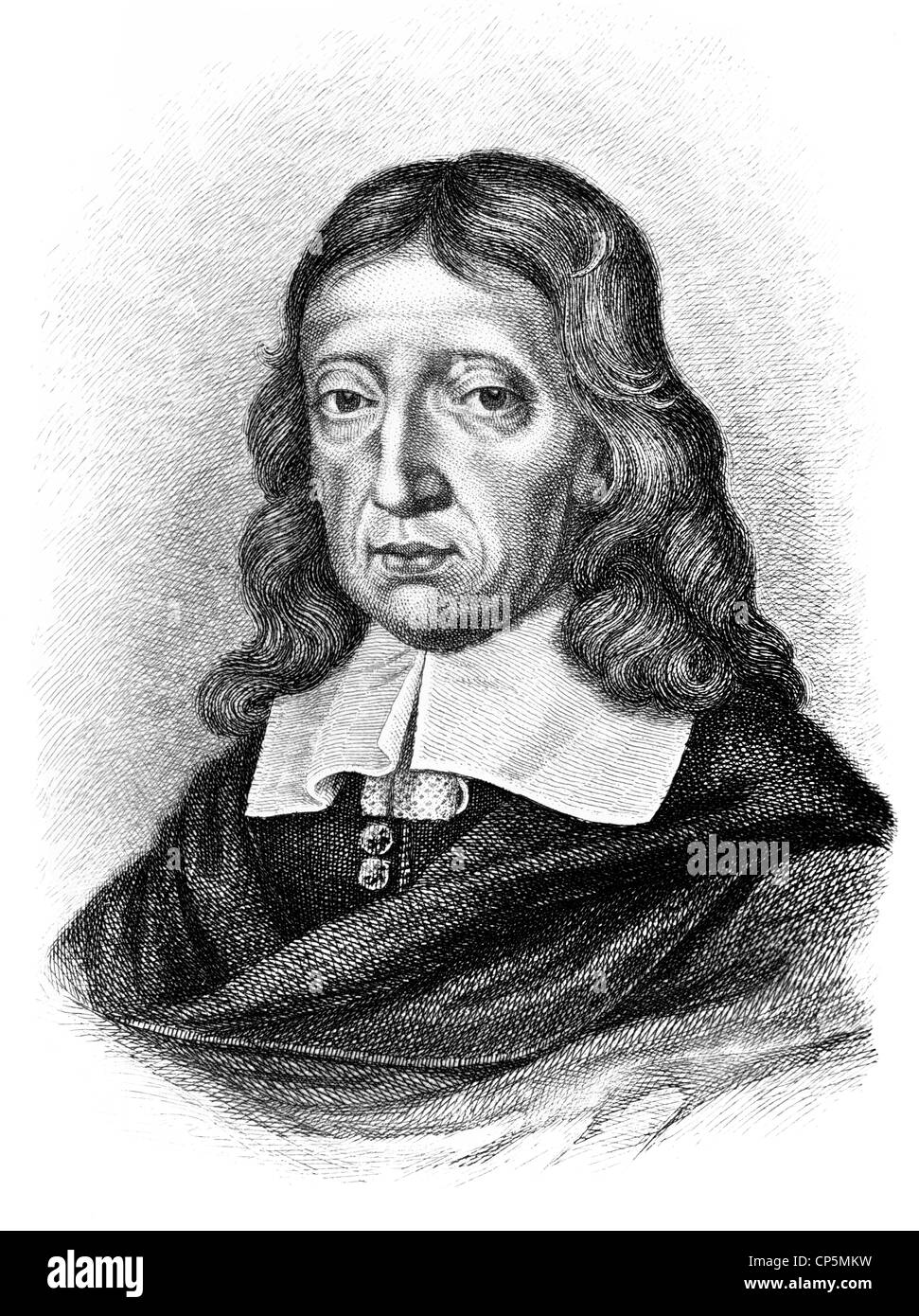 Portrait of John Milton, 1608 - 1674, an English poet and political philosopher, Stock Photo