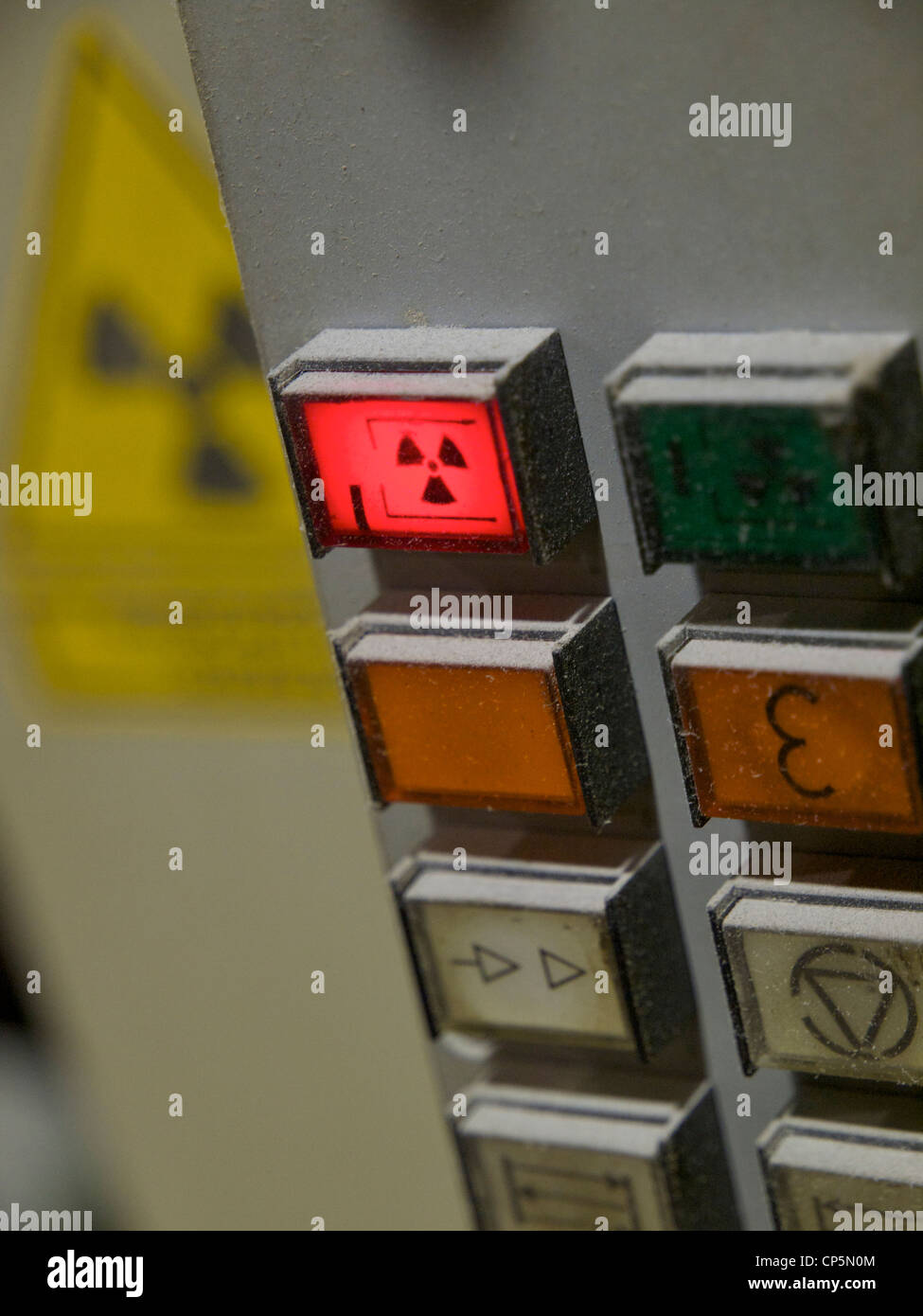 Radioactive radiation hazard warning light in a factory, Groningen, the Netherlands Stock Photo