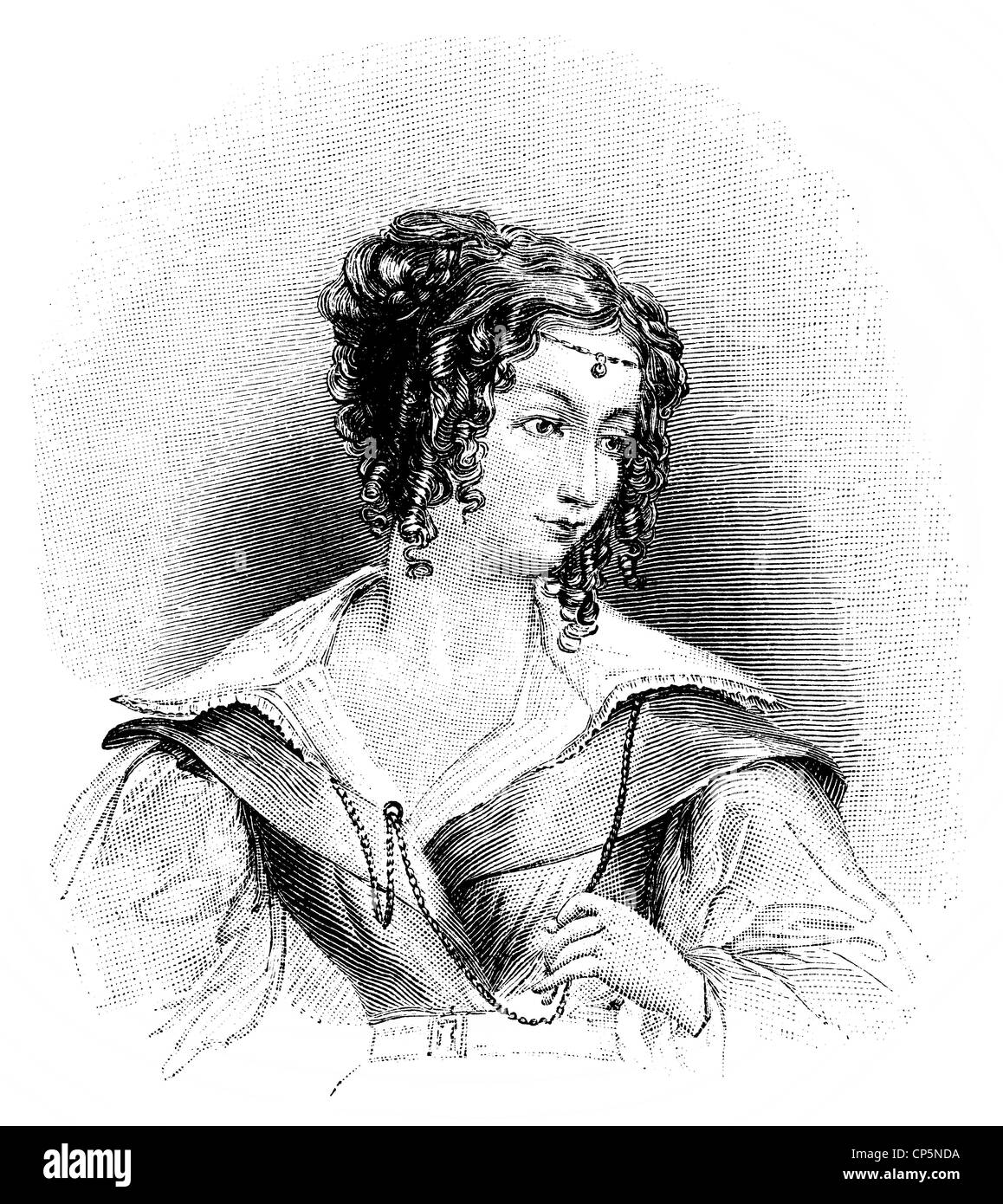 portrait of Teresa Guiccioli, 1800 - 1873, an Italian noblewoman and mistress of George Gordon Noel Byron Stock Photo