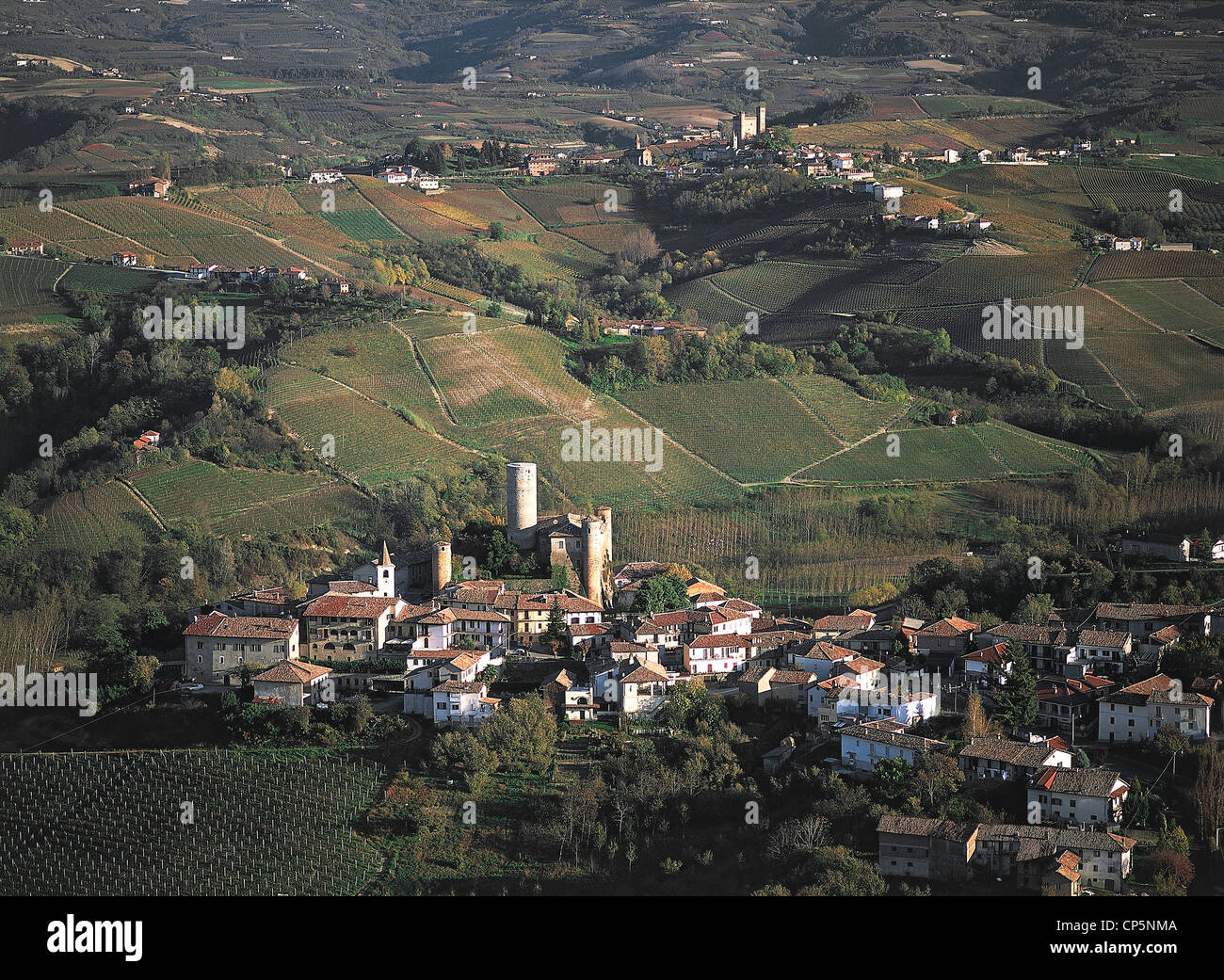 Piedmont And Castiglione Falletto Serralunga Seen From A Balloon Stock Photo