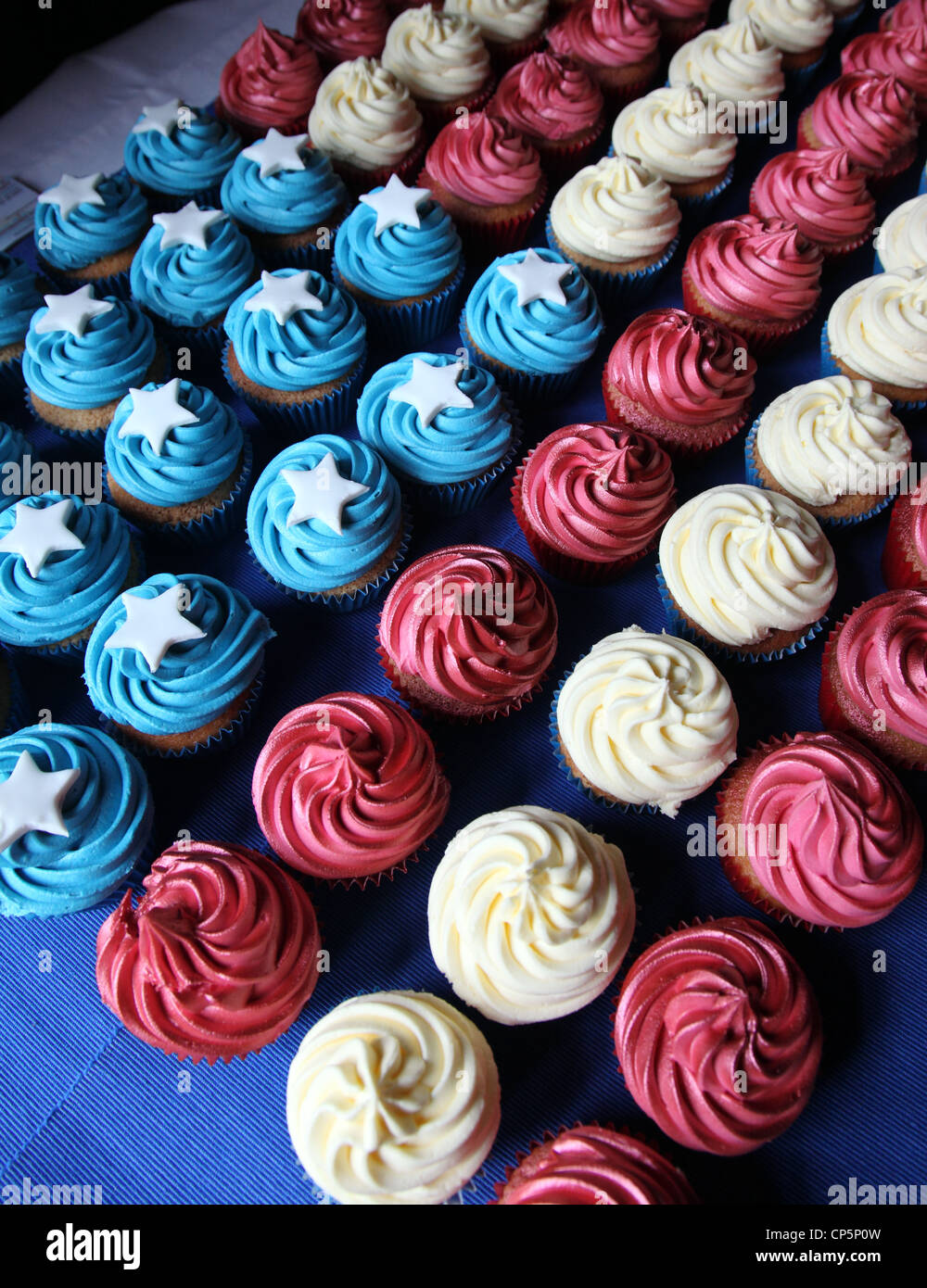 Cup cakes arranged to represent the Stars and Stripes Stock Photo