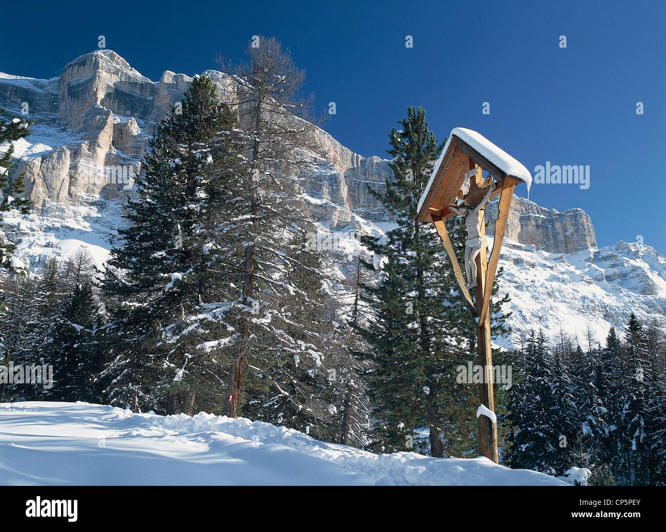 Trentino-Alto Adige - Dolomiti - Val Badia (Bz) - Sasso Santa Croce. Snow. Stock Photo