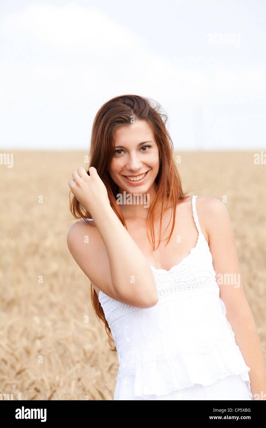 woman in a field of wheat Stock Photo - Alamy