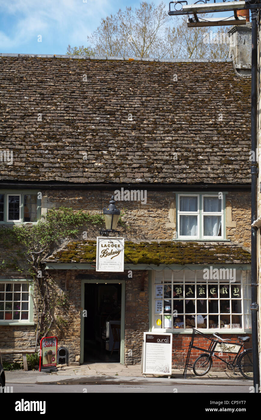 The Lacock Bakery purveyors of Traditional Bakery Products at Lacock, Wiltshire, UK in April Stock Photo