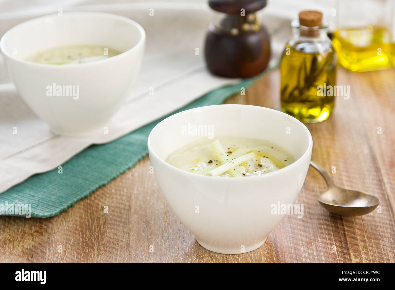 Celery and Salmon soup Stock Photo Alamy