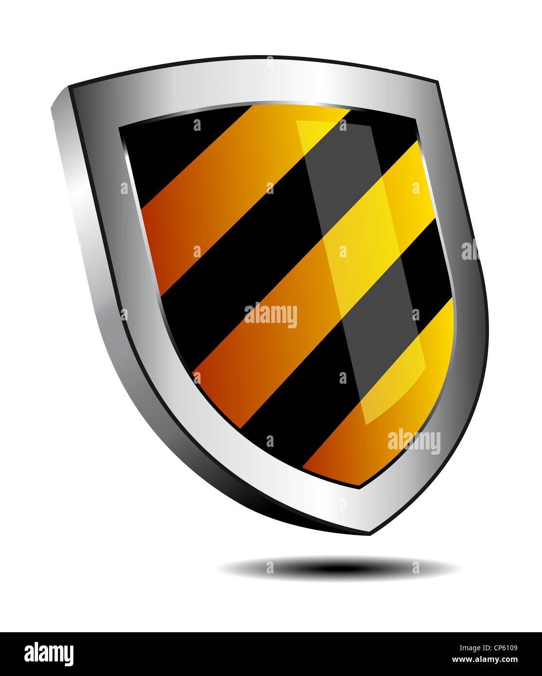 3D Yellow and Silver Shield warning Stock Photo Alamy