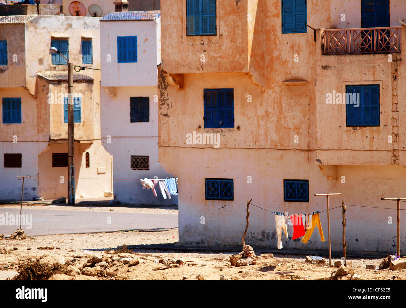 Residential buildings in the new town of Essaouira Morocco Stock Photo