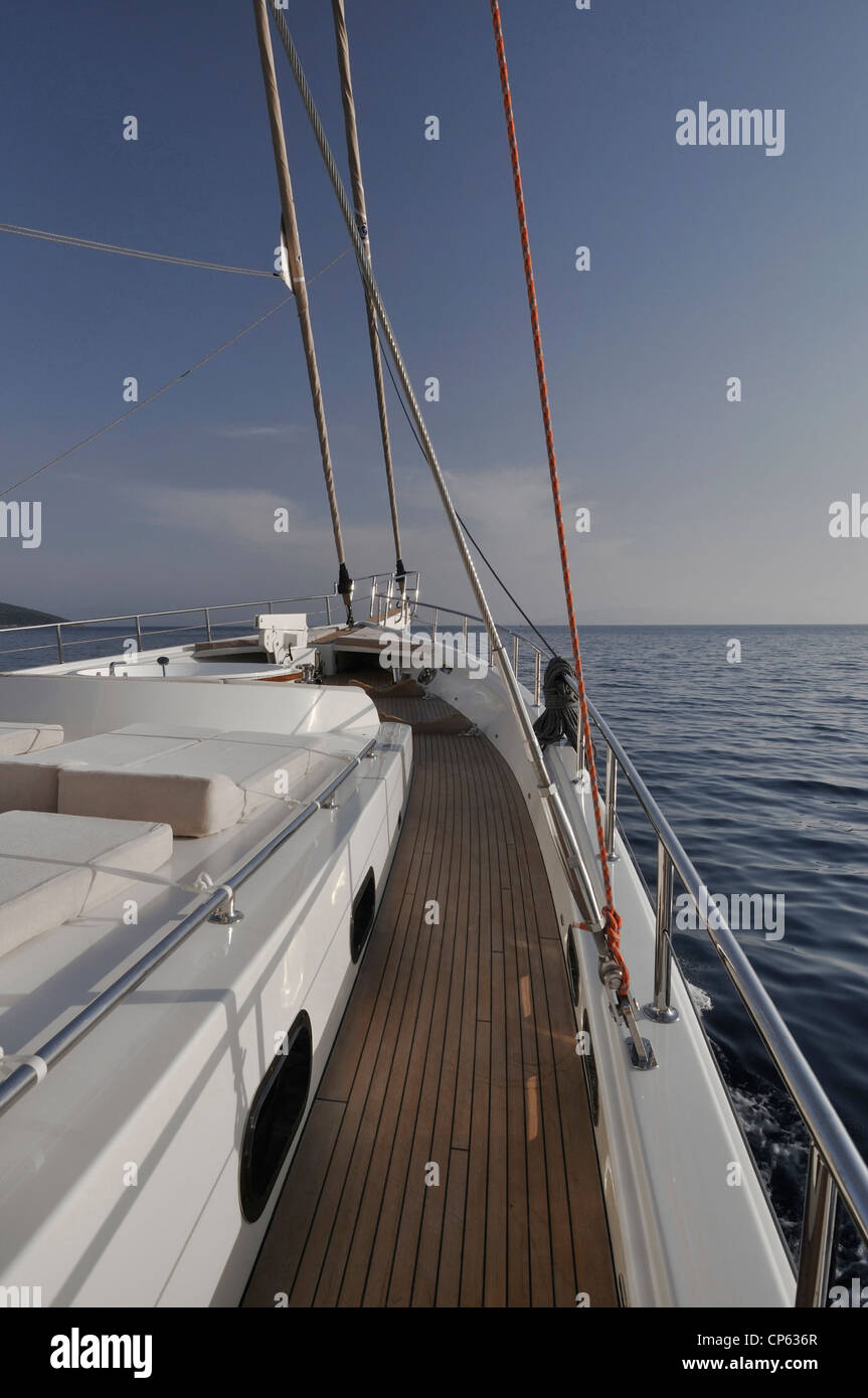 luxury sailboat sailing at the Mediterranean sea Stock Photo