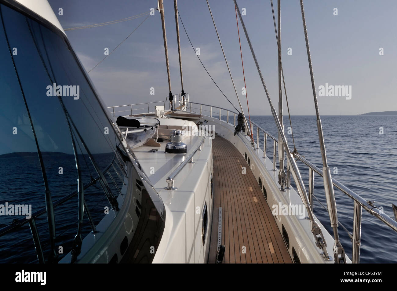 luxury sailboat sailing at the Mediterranean sea Stock Photo