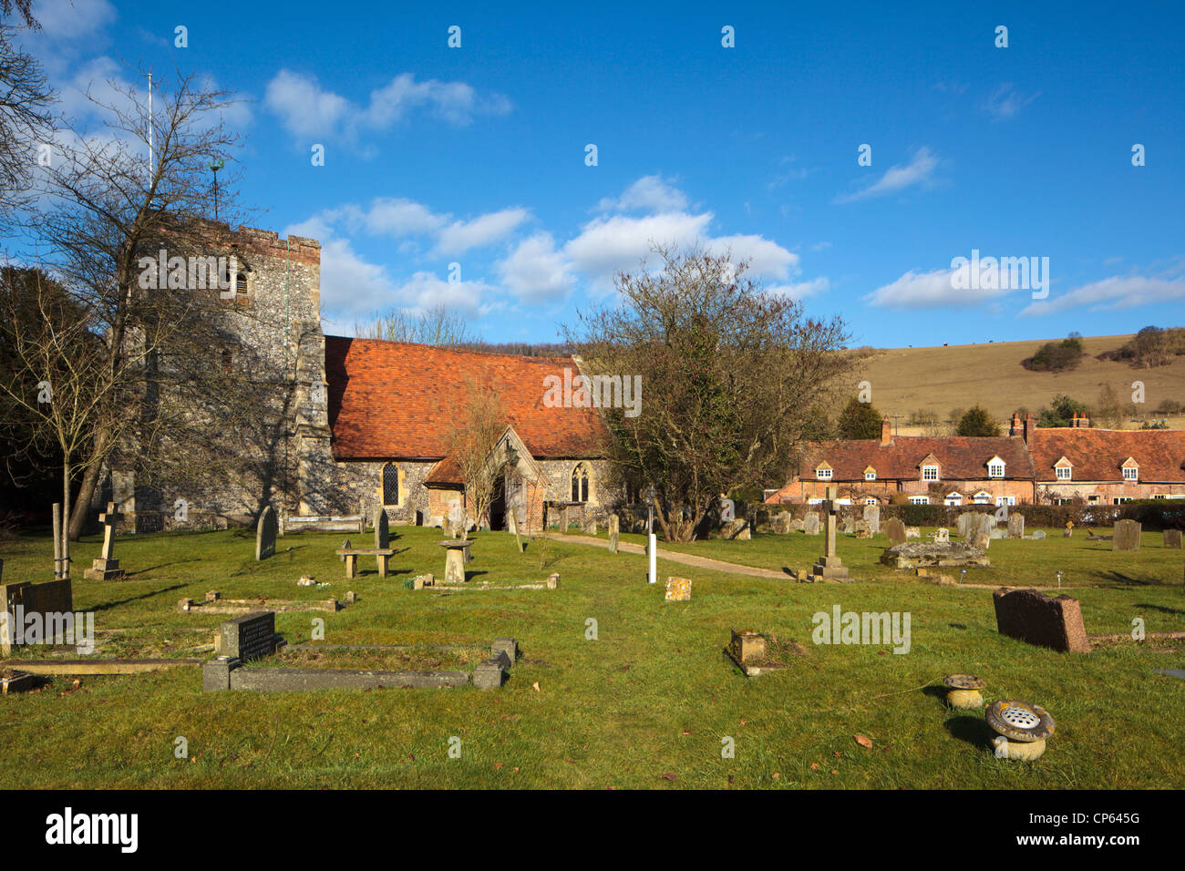 Turville Village Church in the Hambleden Valley between Marlow and Henley on Thames Chiltern Hills Buckinghamshire England UK Stock Photo