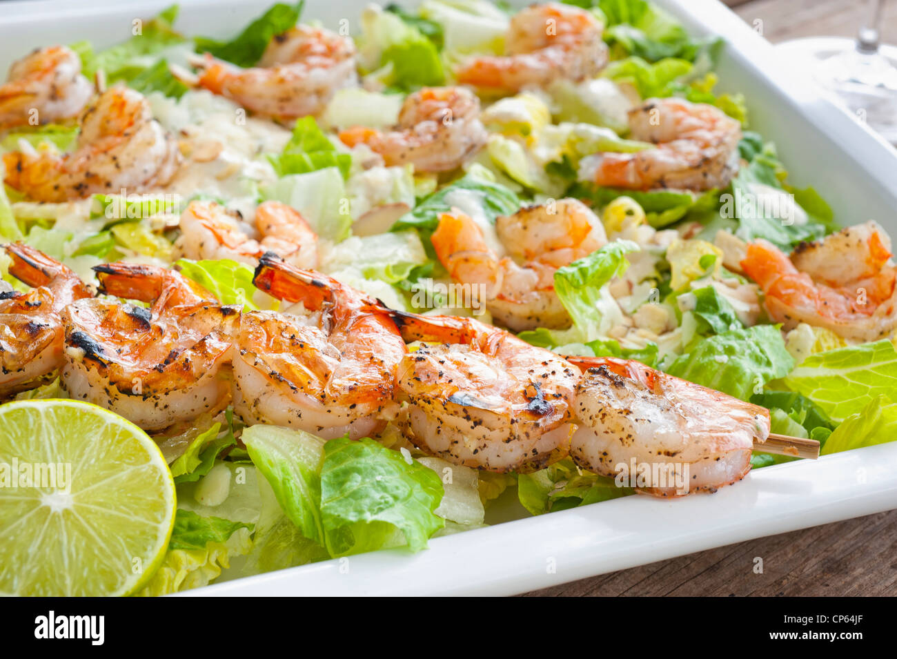 Seafood lettuce salad Stock Photo