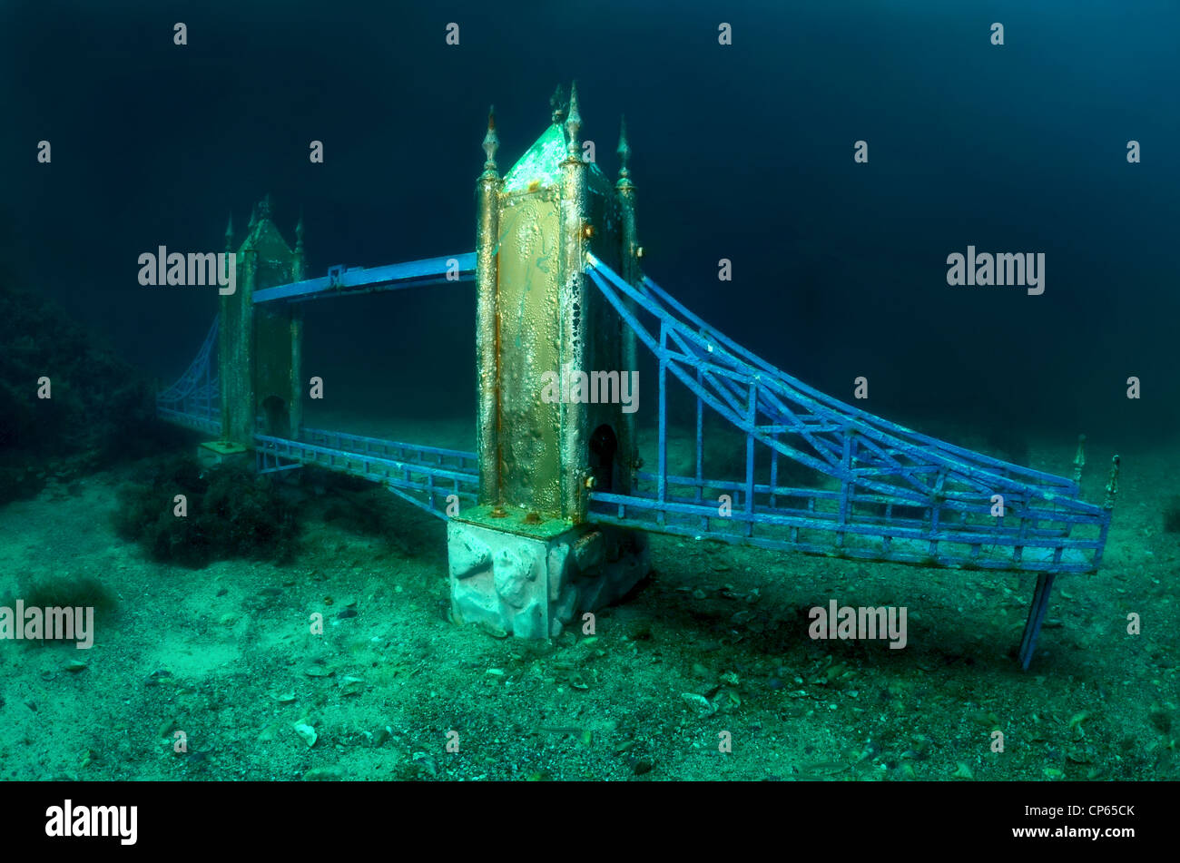 Tower Bridge, replica to first in the world underwater museum Stock