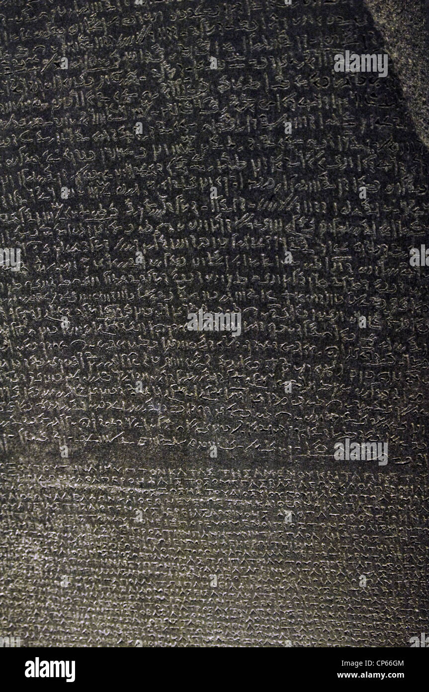 The Rosetta Stone. Ptolemaic era. 196 BC. Demotic and Greek scripture ...