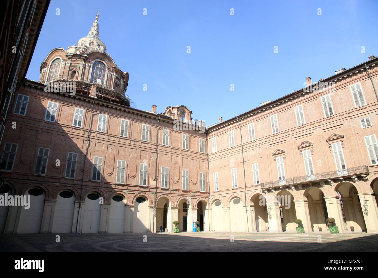 The internal courtyard of Turin's Royal Palace Stock Photo