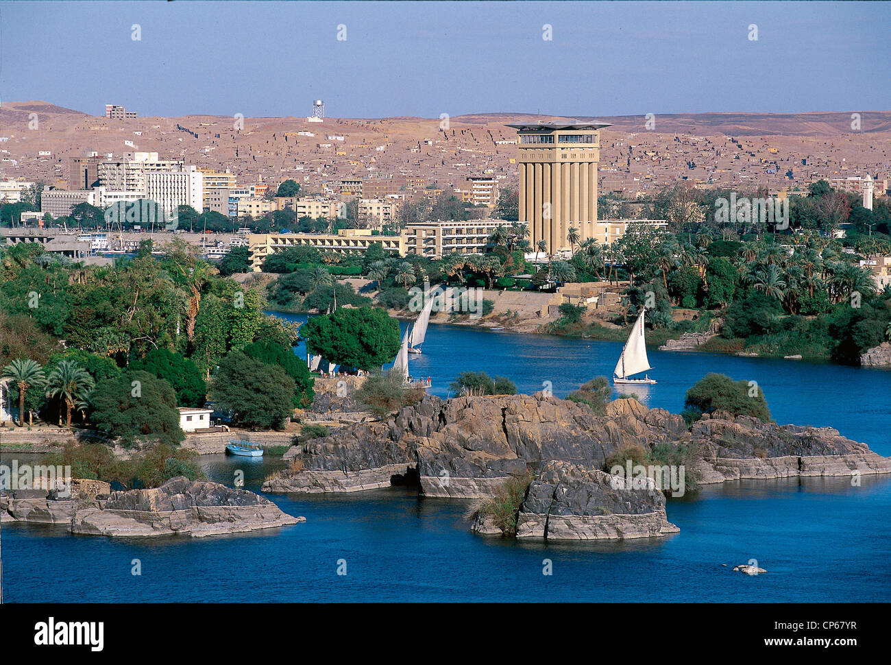 Views Of The River Nile Aswan Egypt And The City ' Stock Photo - Alamy
