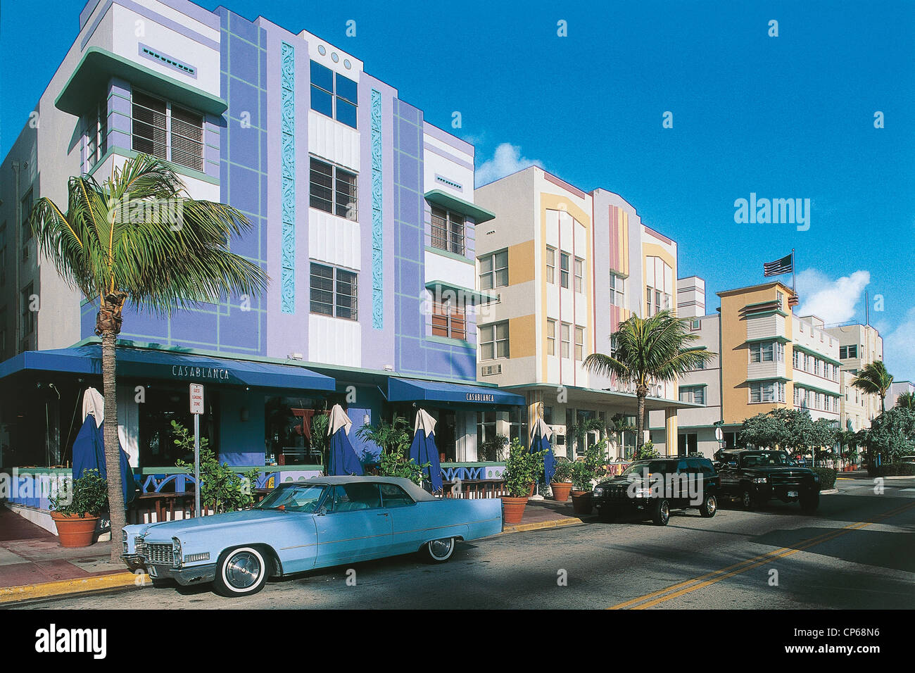 Usa, Florida. Miami Beach Art Deco District, Ocean Drive Stock Photo