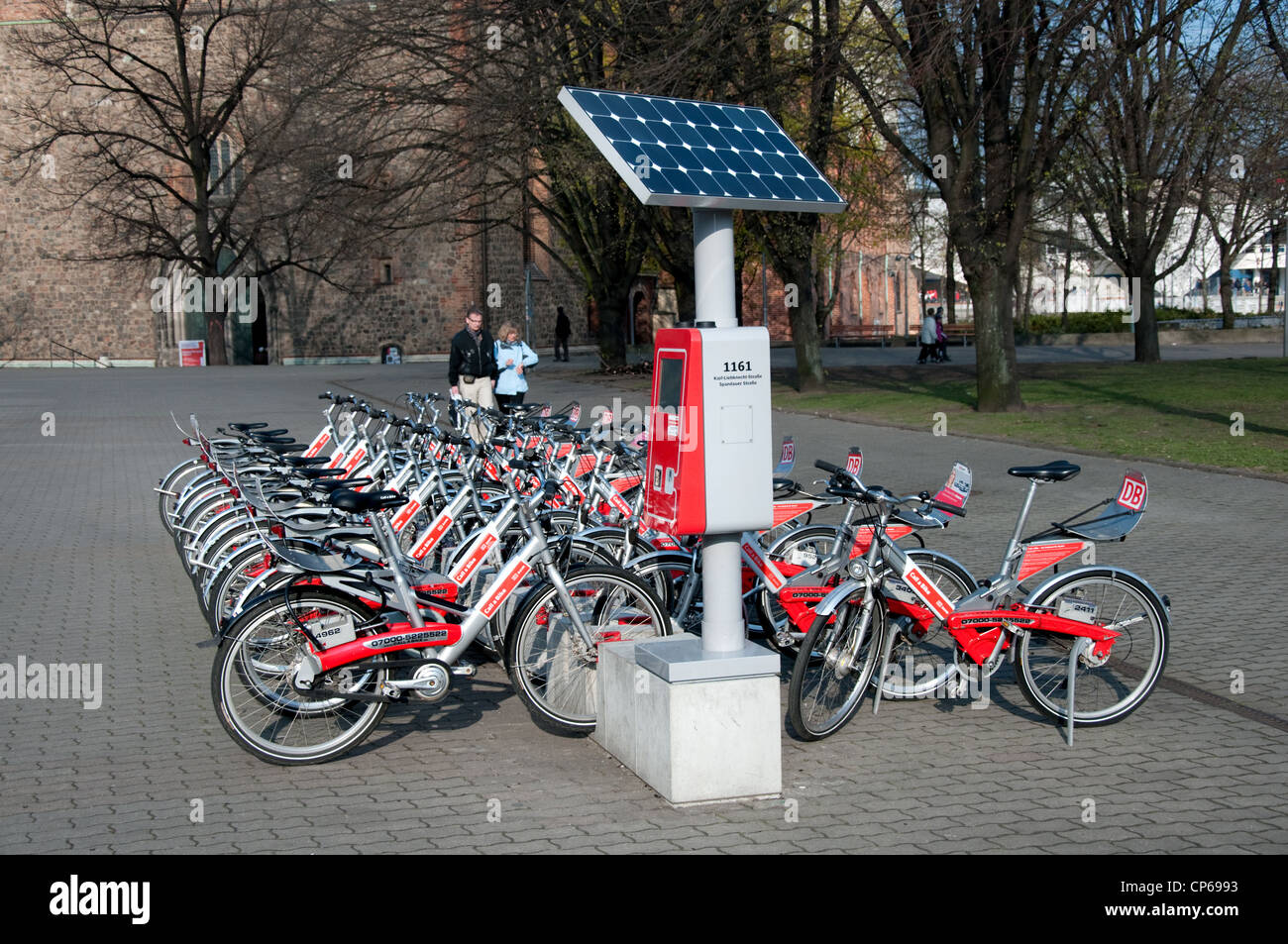 Berlin, Germany. 'Call a Bike' rental bicycles provided by Deutsche Bahn  (railways) Solar-Powered collection point Stock Photo - Alamy