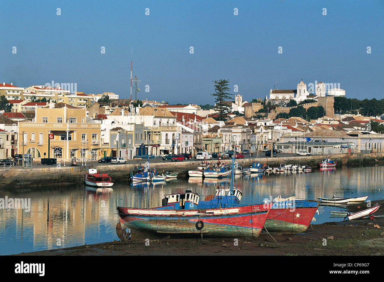 Portugal - Algarve - Tavira. View of the town at the mouth of Rio Sequa Stock Photo