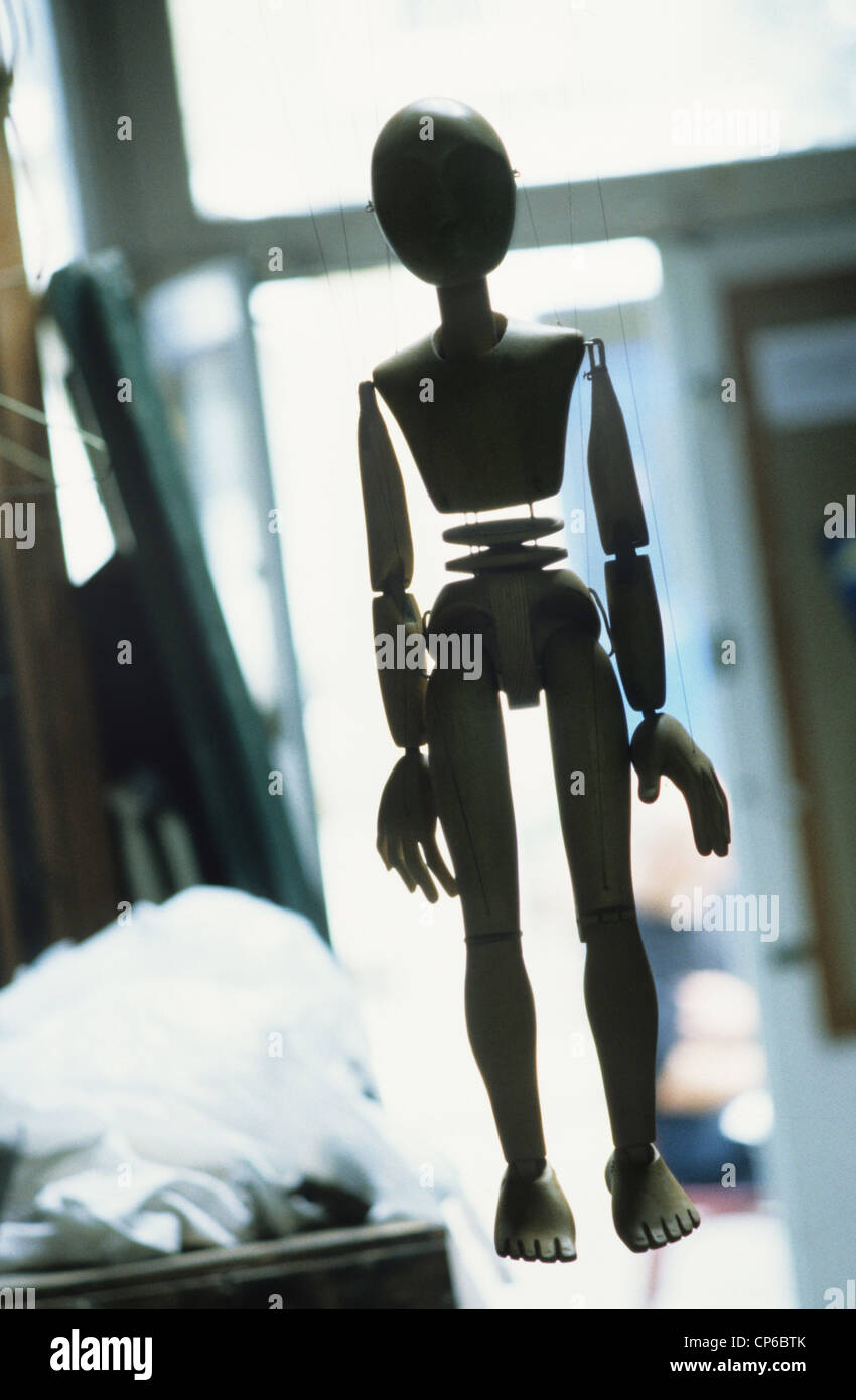 Wooden puppets in the of the Little Angel Theatre in North