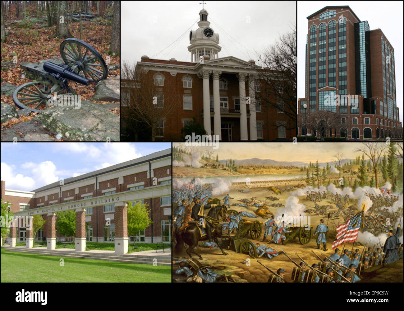Collage of murfreesboro landmarks items of historical interest top row 