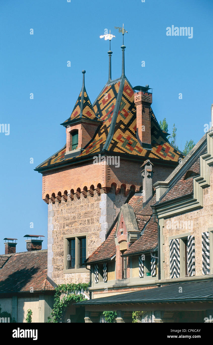 Switzerland - Canton of Bern - Oberhofen. The castle. Stock Photo