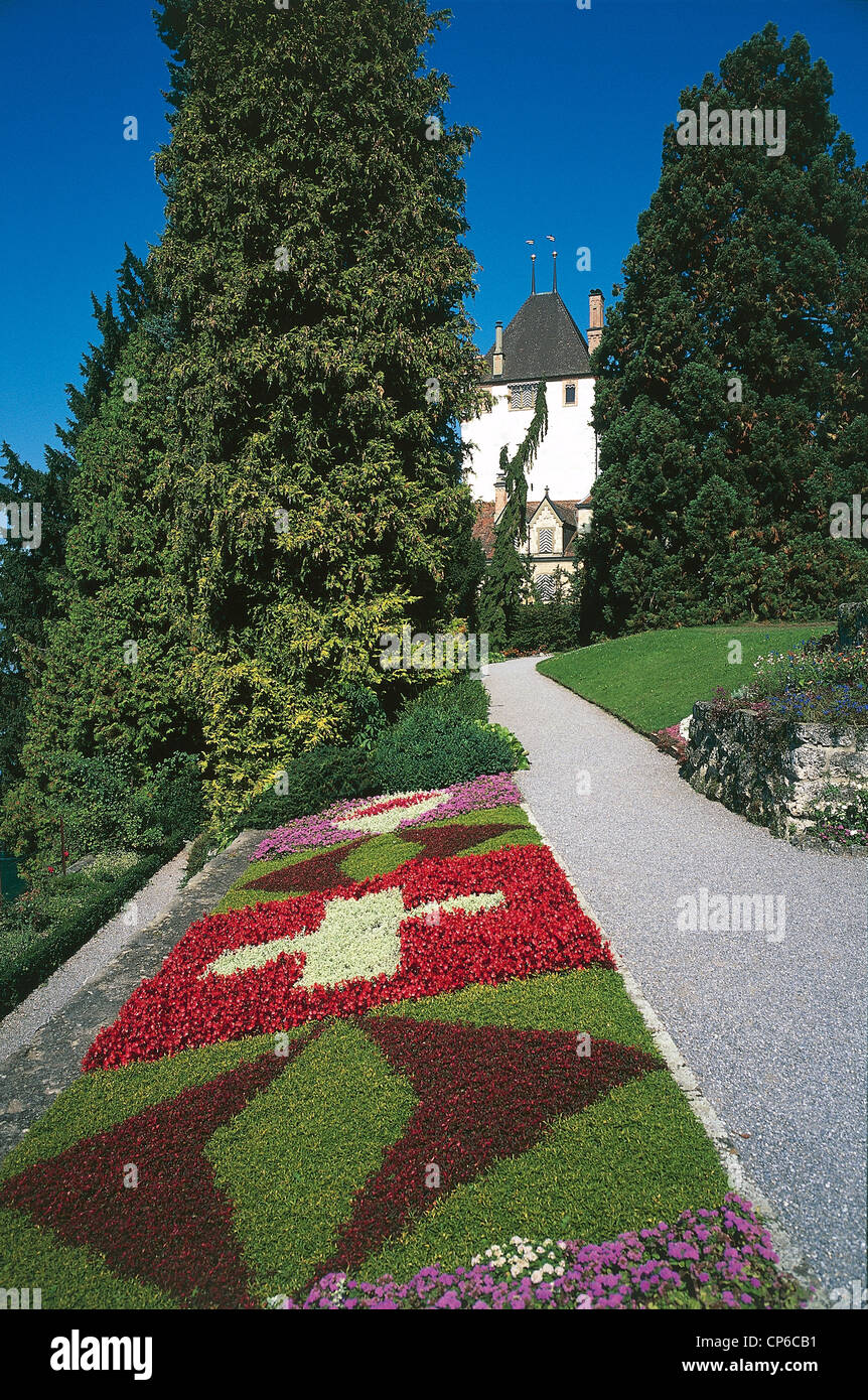 Switzerland - Berne Canton - Oberhofen. THE PARK OF THE CASTLE, THE OUTER Stock Photo