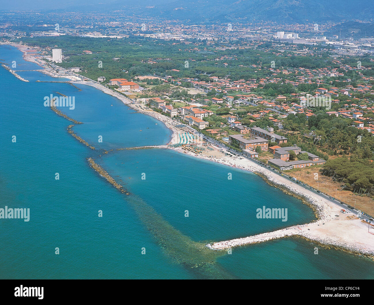 Tuscany - Marina di Massa (MS). Aerial view. Stock Photo