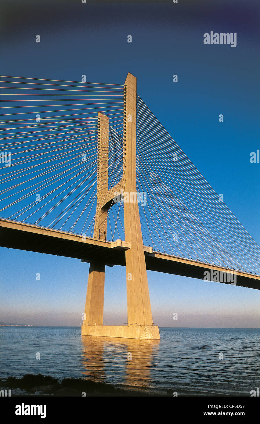Portugal - Lisbon - Expo '98. The Vasco de Gama bridge. Detail: pylons. Stock Photo