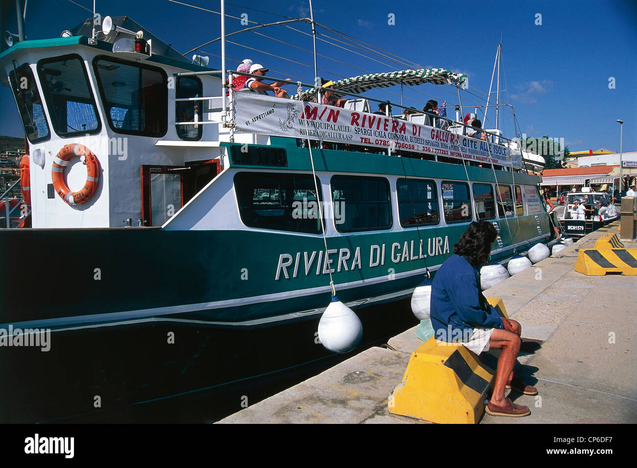 Sardinia - Palau (OT), marina. Motorboat excursions to the Maddalena archipelago. Stock Photo