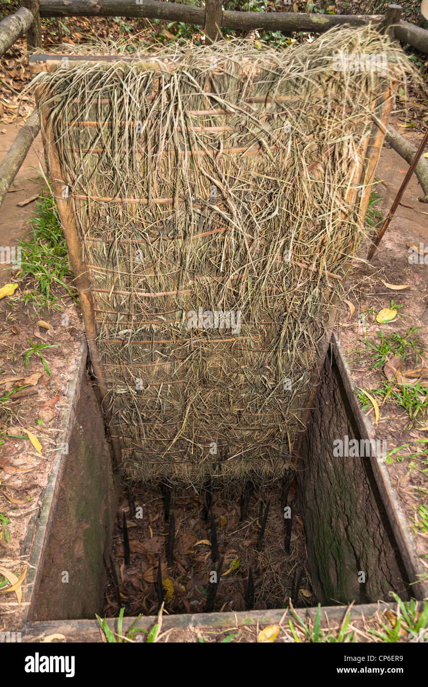 A booby trap at Ben Dinh, Cu Chi, near Ho Chi Minh City, (Saigon), Vietnam Stock Photo