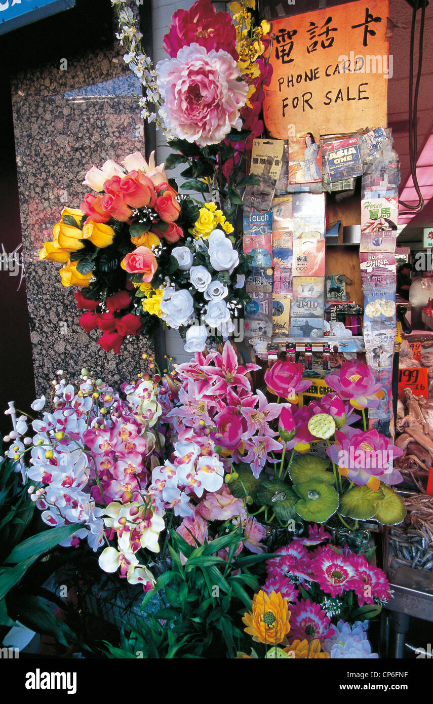 United States of America New York, Chinatown. Flower Shop Stock Photo