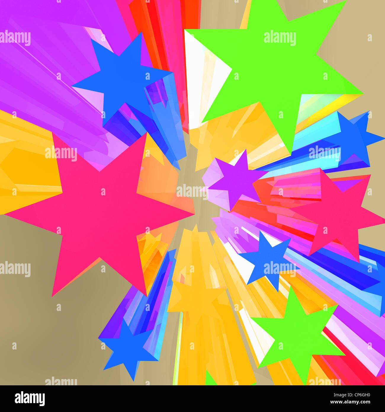 Abstract Bursting Stars Background As Multicolored Dramatic Backdrop