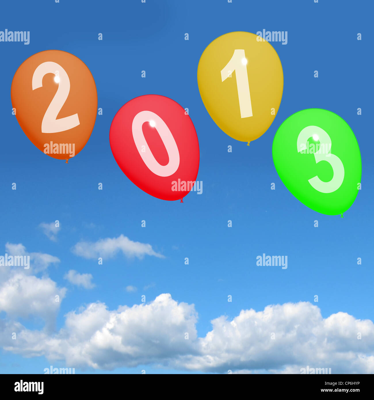 2013 Balloons In Sky Represents Year Two Thousand And Thirteen Stock Photo