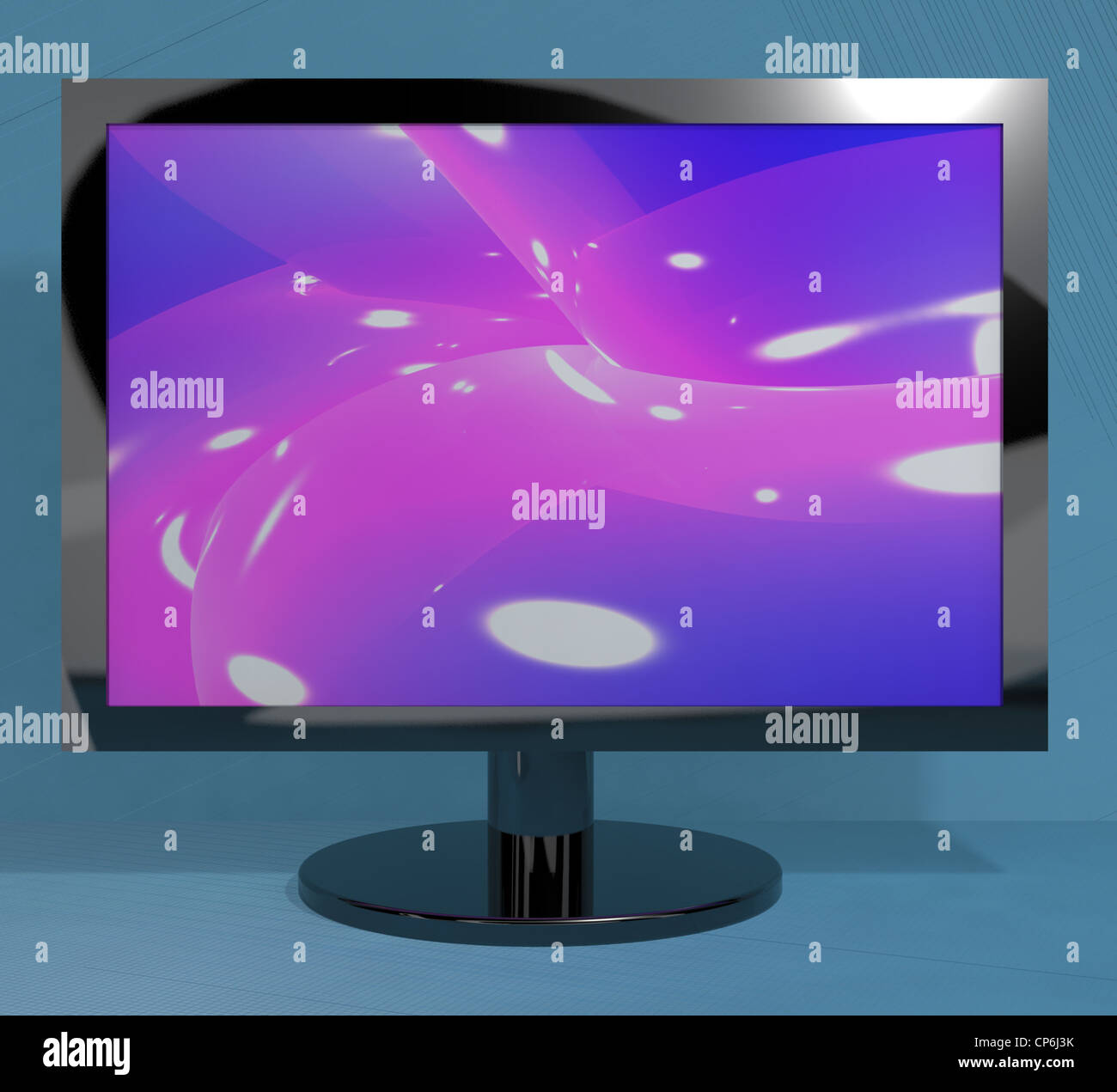 TV Monitor On Stand Representing High Definition Television Or HDTVs