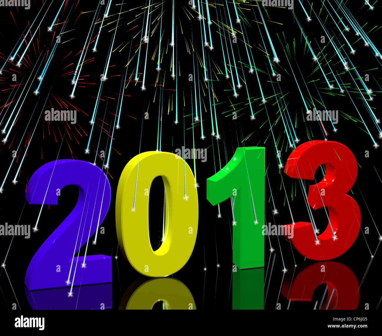 2013 With Fireworks Represents Year Two Thousand And Thirteen Stock Photo