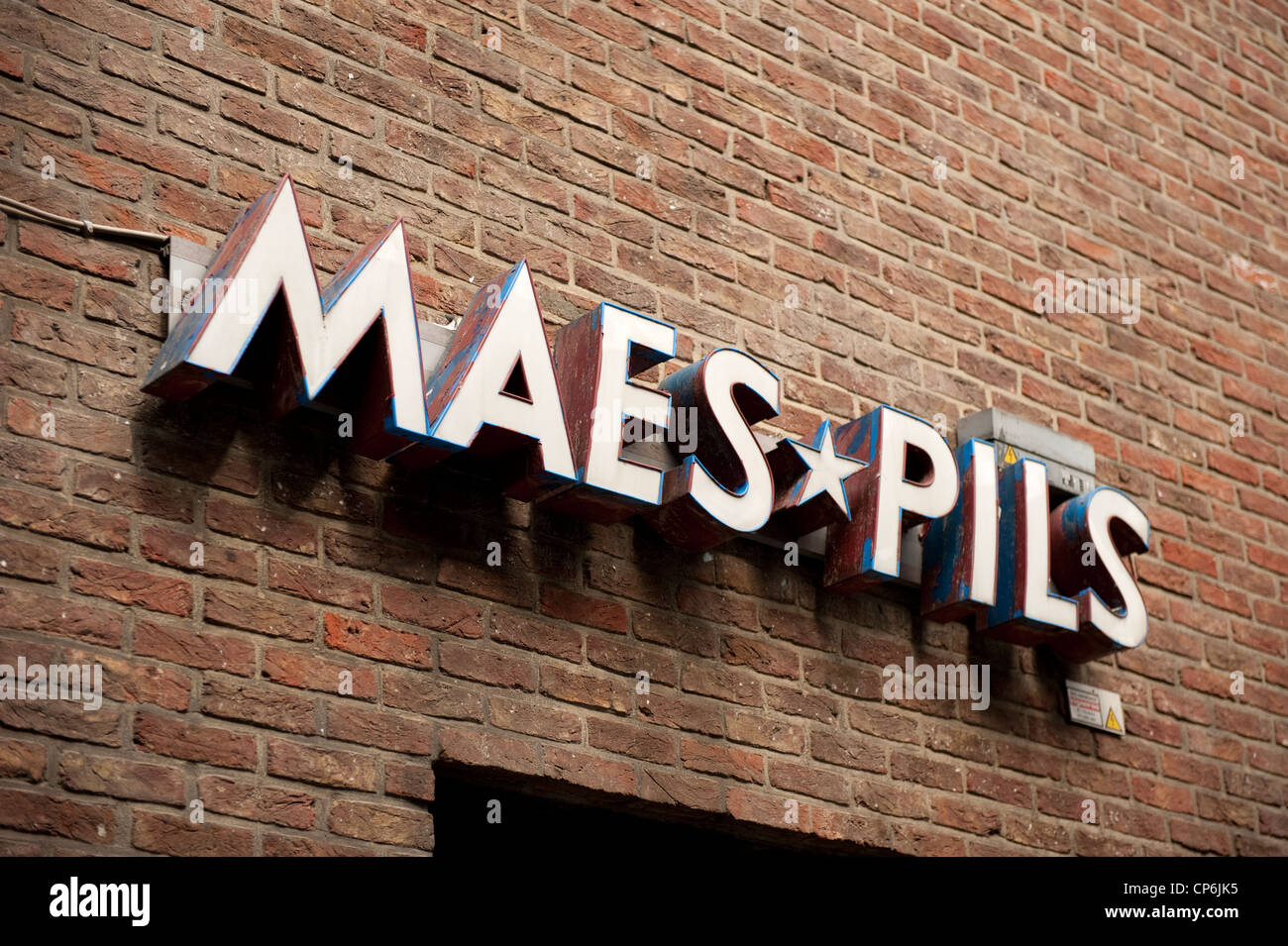 Maes Pils Beer Sign Hasselt Belgium Europe EU Stock Photo
