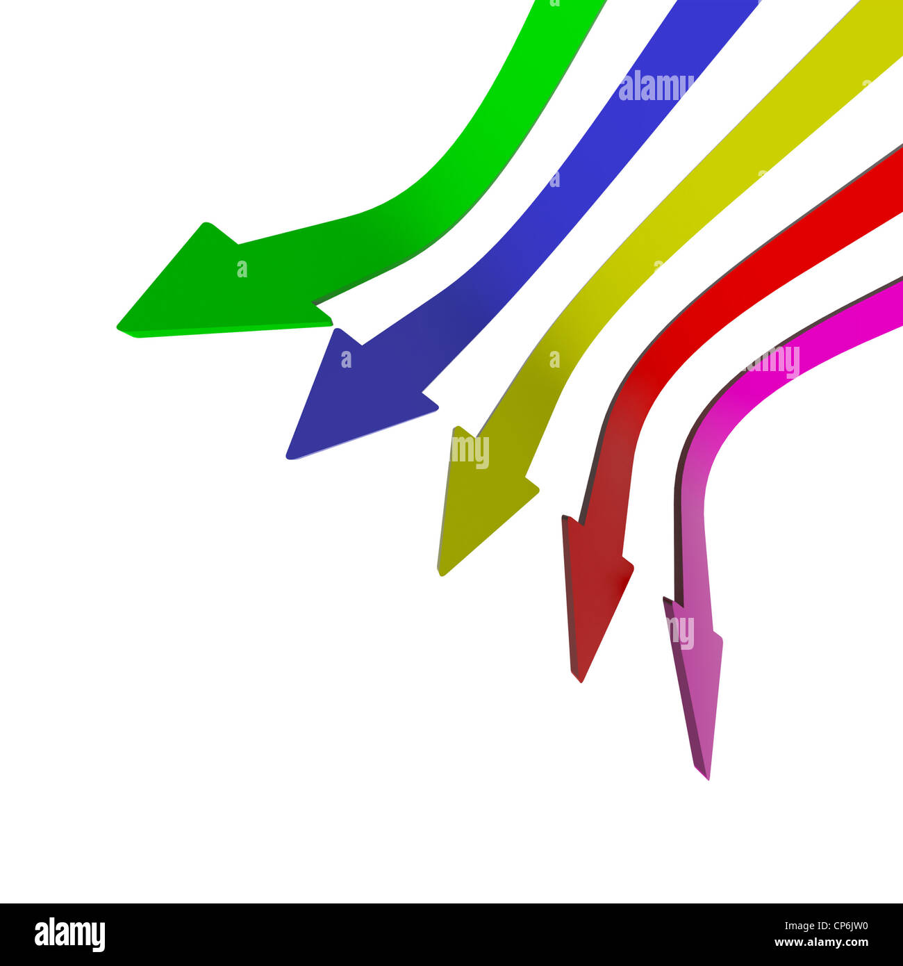 Multicolored Arrows Pointing Down With Blank Copyspace Background