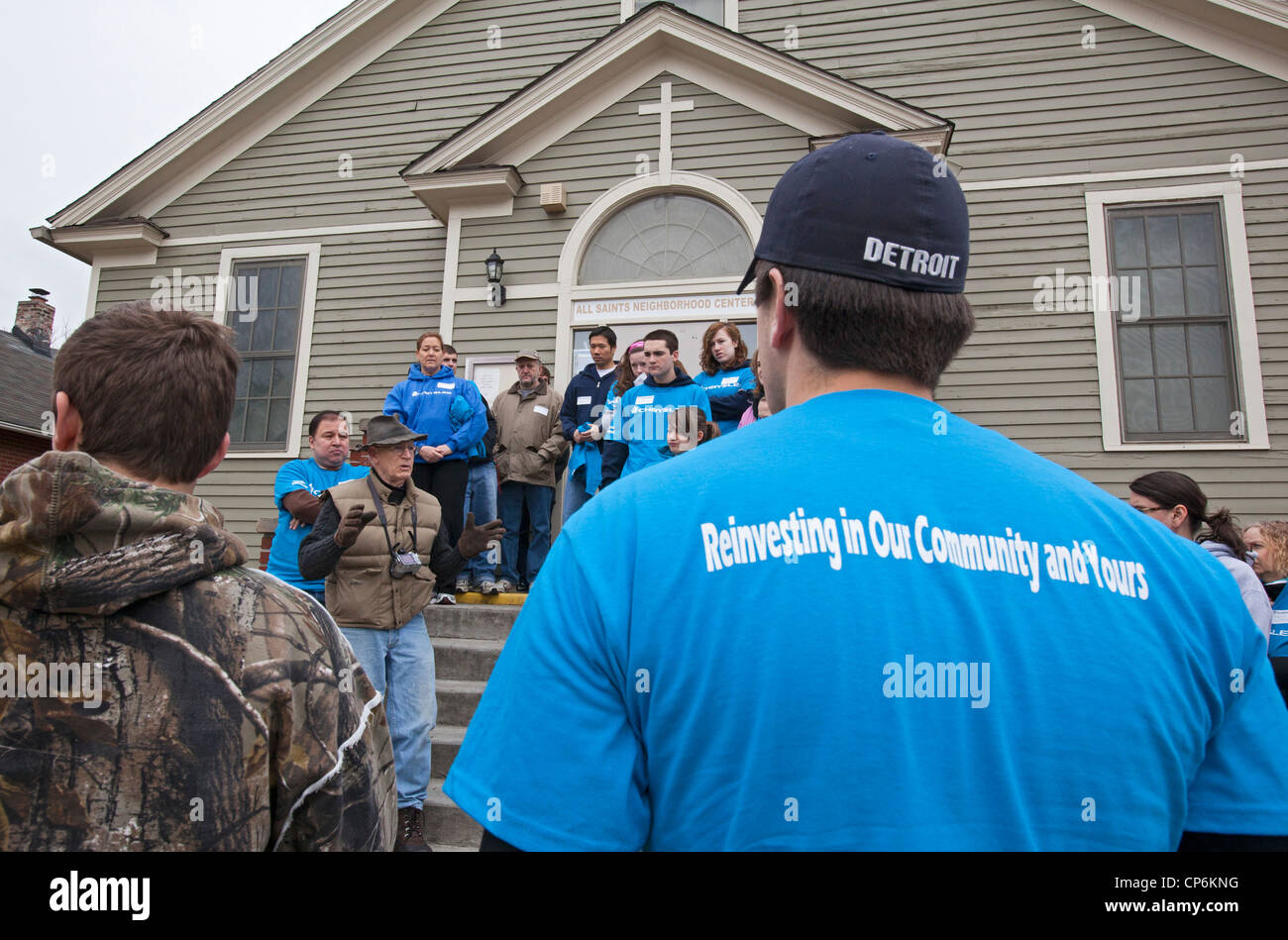 Volunteers Get Directions Before Community Cleanup Projects Begin Stock Photo