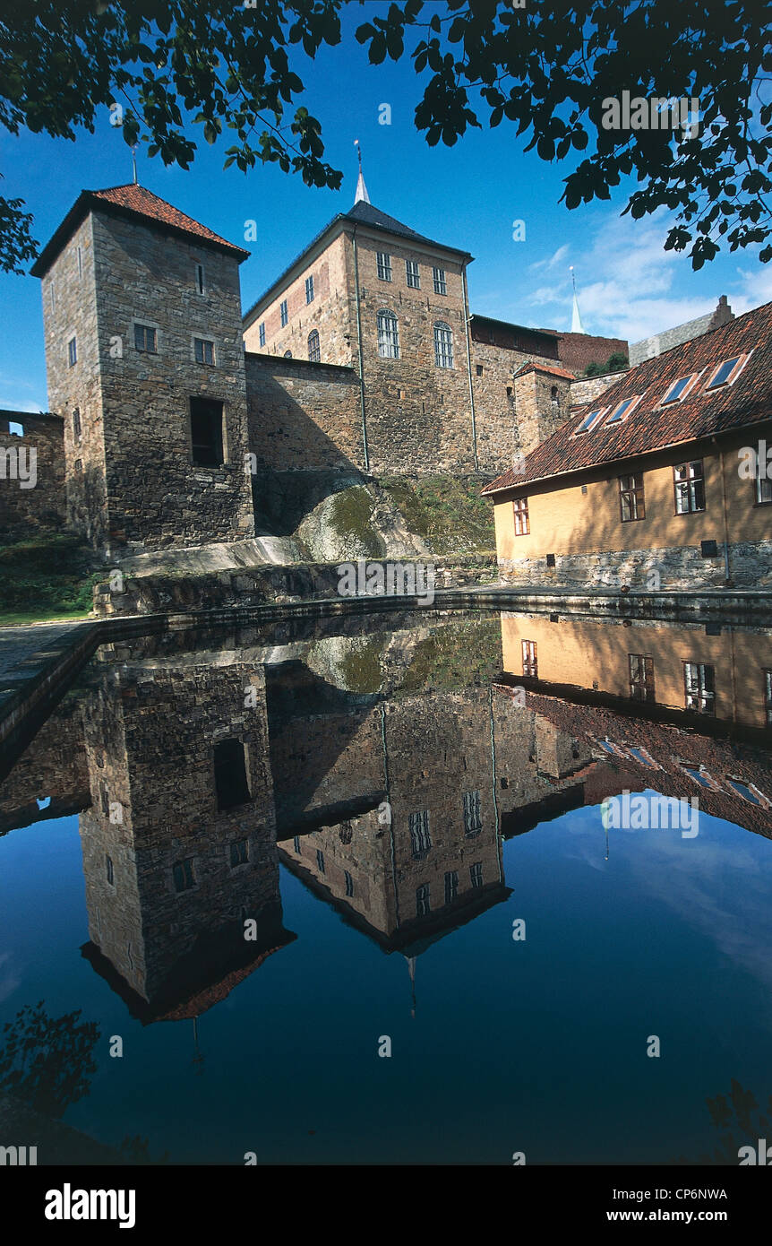 Norway - Oslo County - Oslo - Akershus Fortress (XVII century) surrounded by a moat Stock Photo