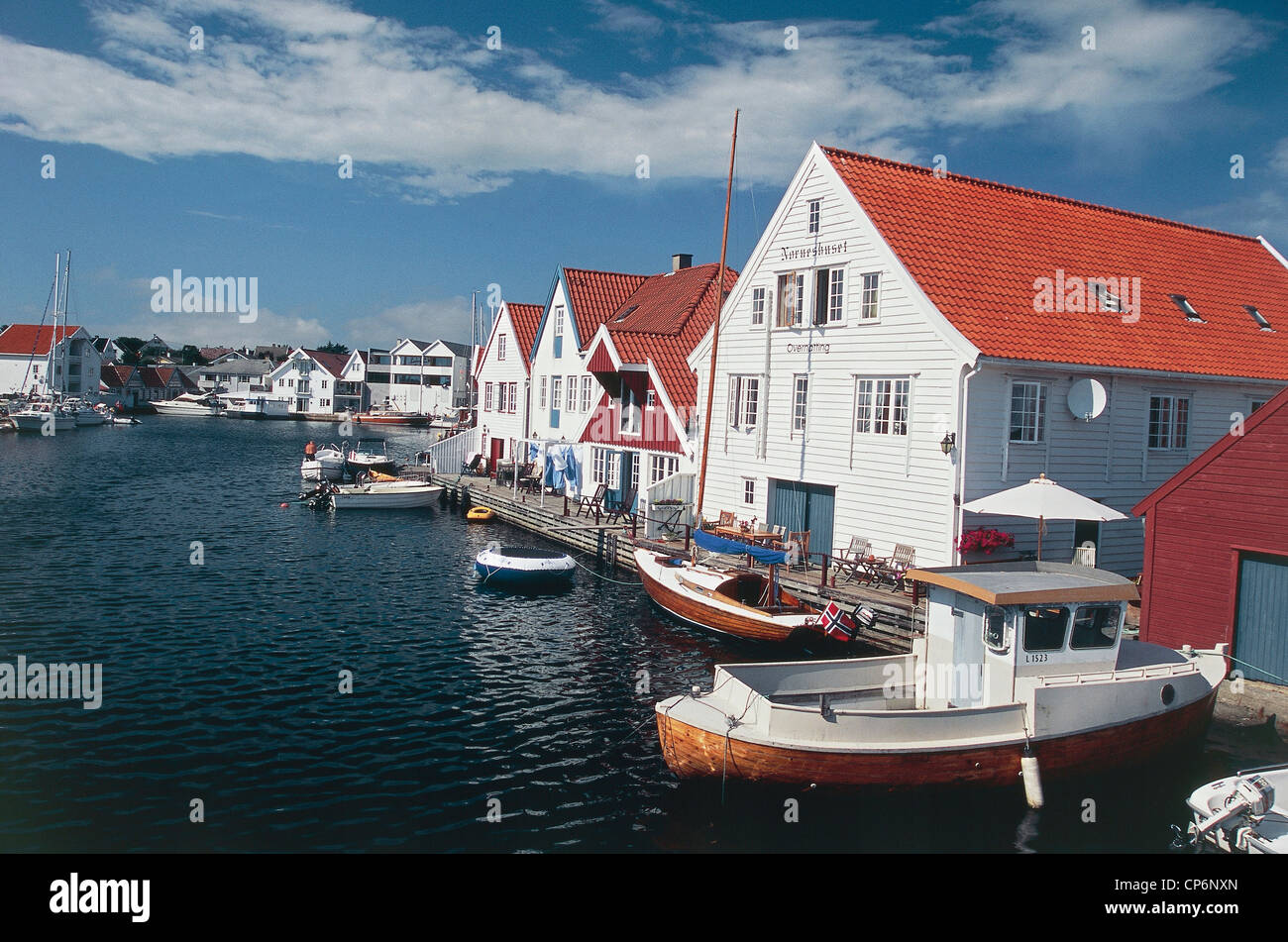 Norway - Rogaland County - Skudeneshavn - Typical houses Stock Photo