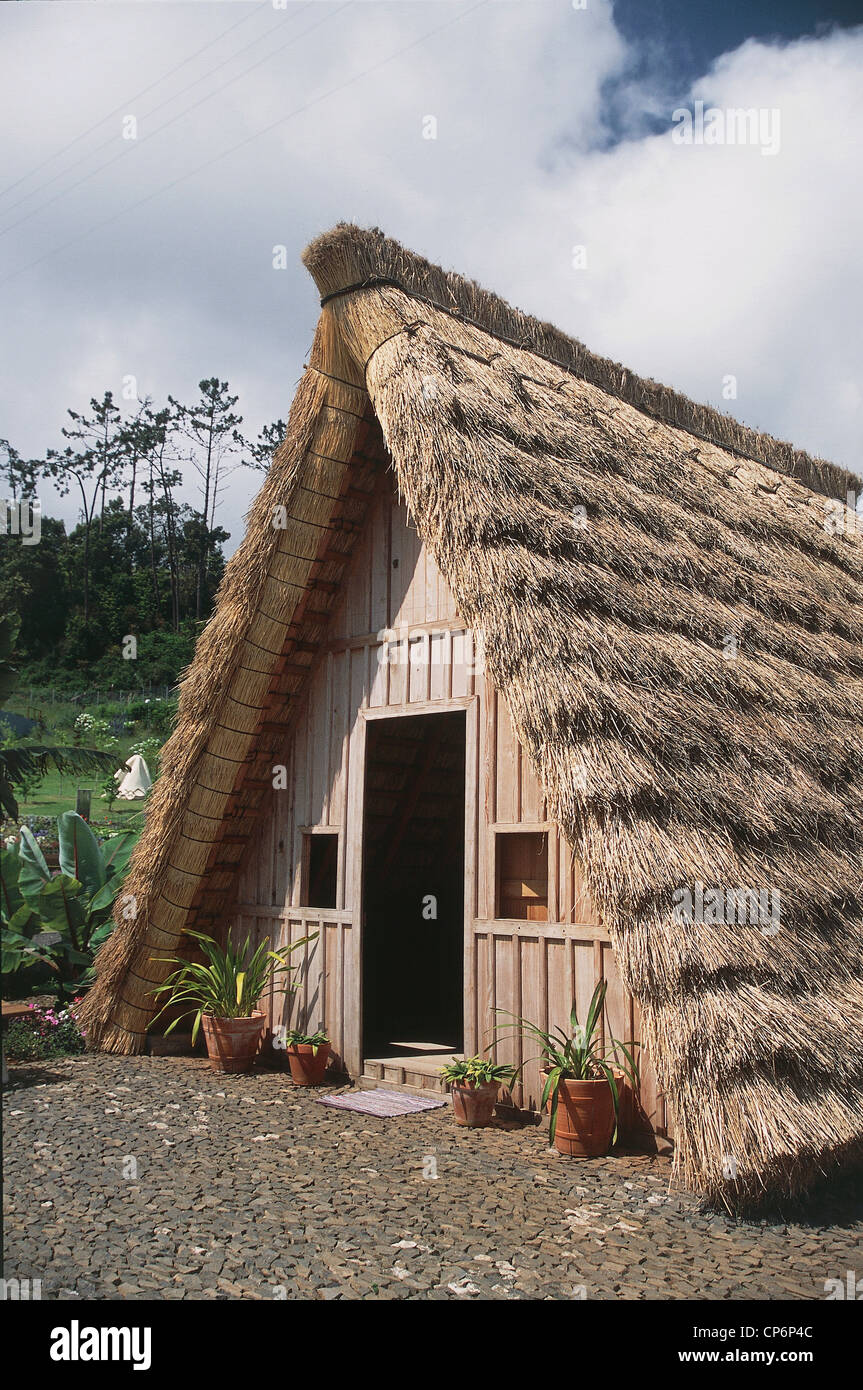Portugal - Archipelago of Madeira - Madeira - Santana - Traditional cottage with thatched roof Stock Photo