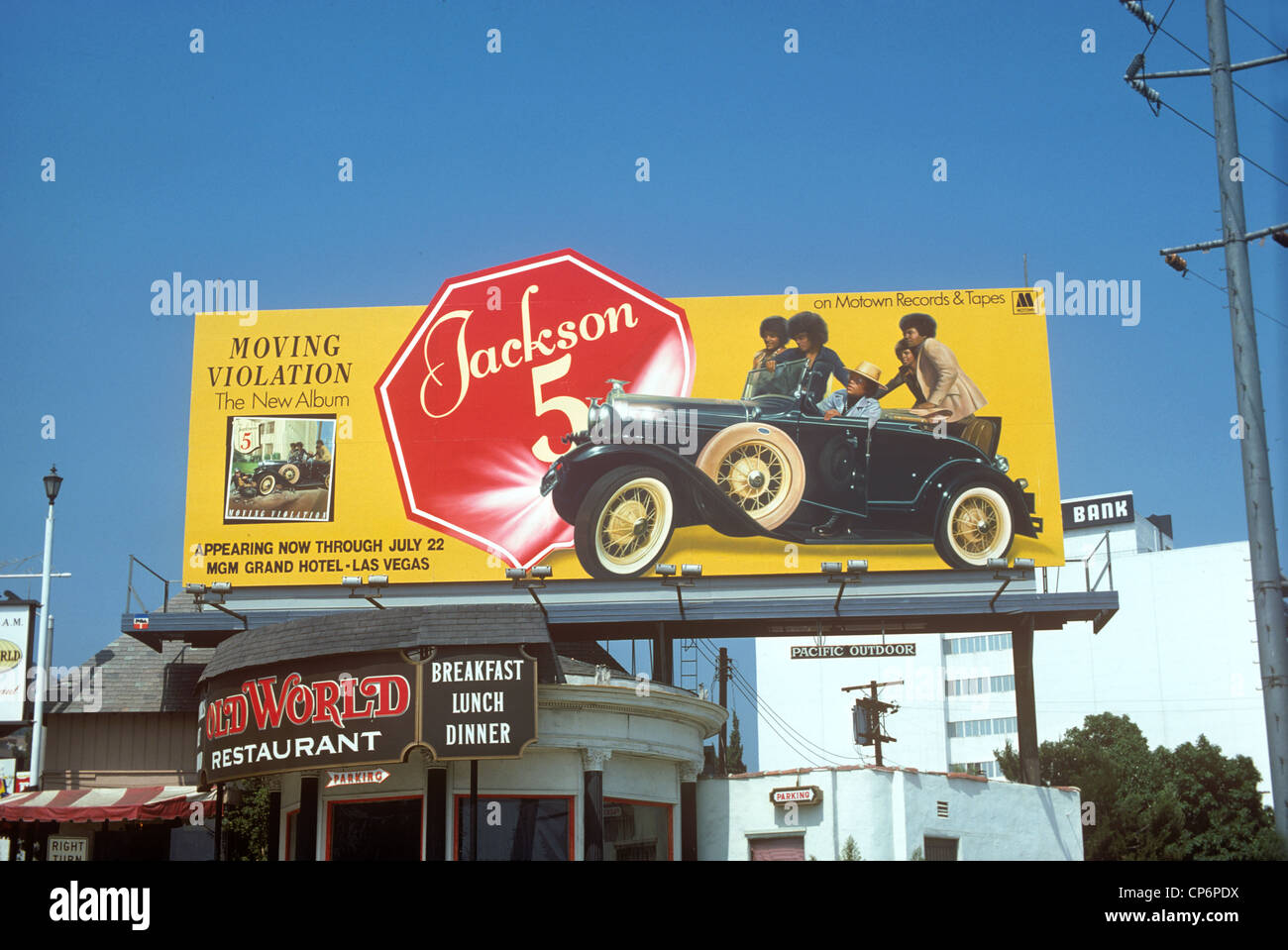 Jackson Five billboard on the Sunset Strip circa 1975 Stock Photo