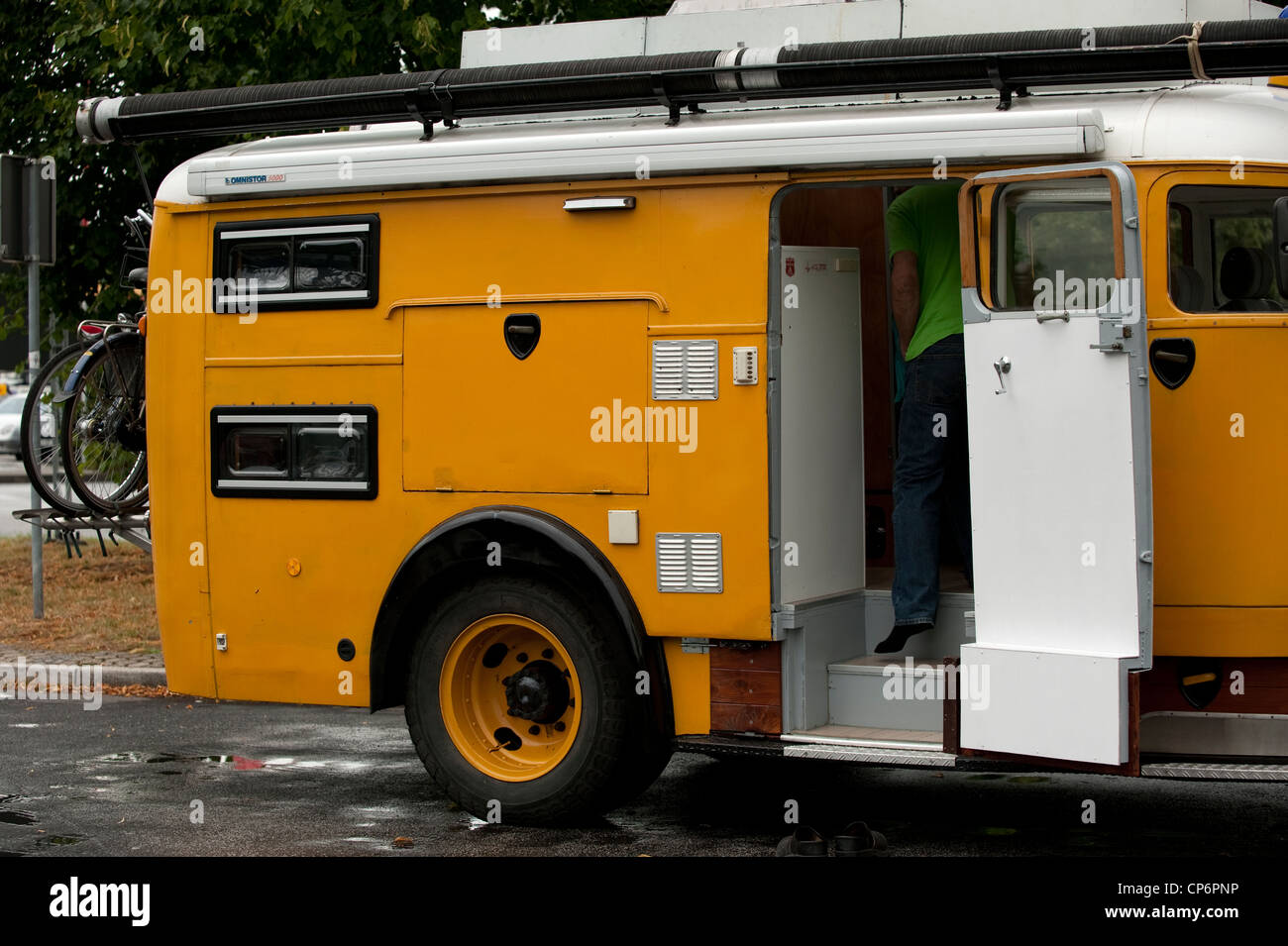 Old Fire Truck Converted to Camper Van Magirus-Deutz S 3500 Diesel 1952  Bedburg Cologne Germany Europe EU Stock Photo