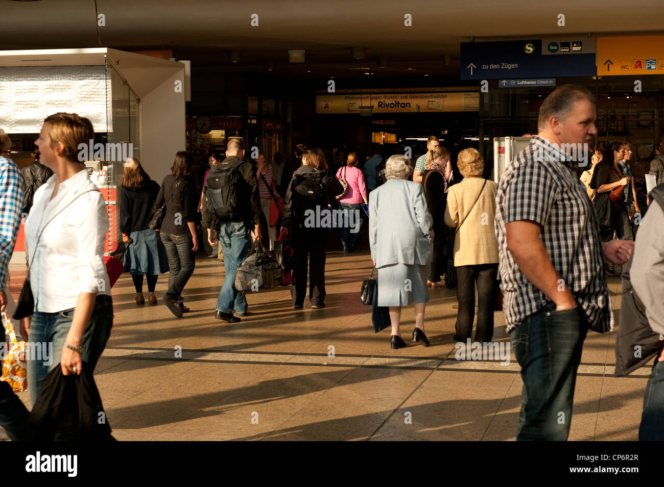 Passengers at main Train Station Cologne Germany Europe EU Stock Photo
