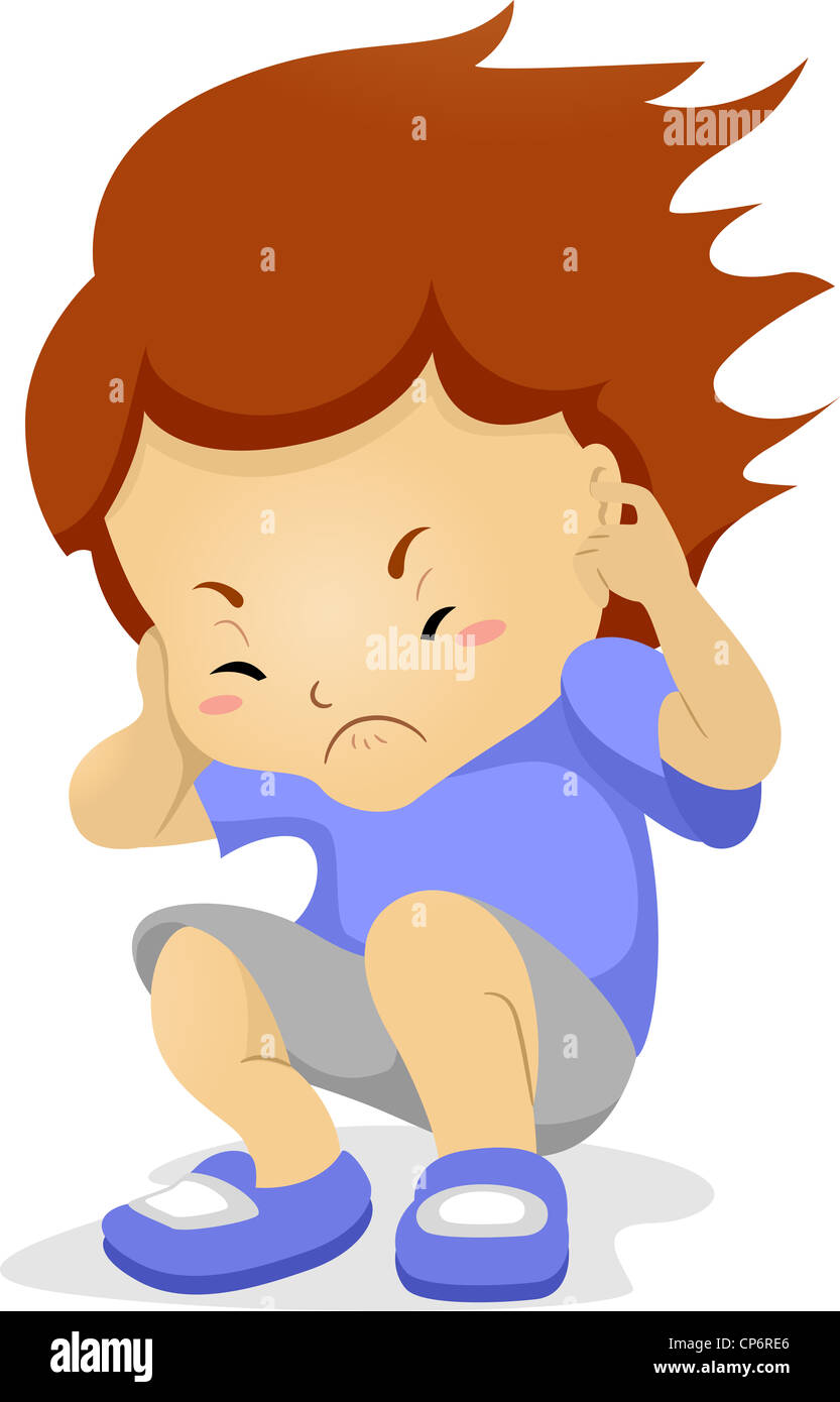 Illustration of a Kid Covering His Ears Stock Photo Alamy