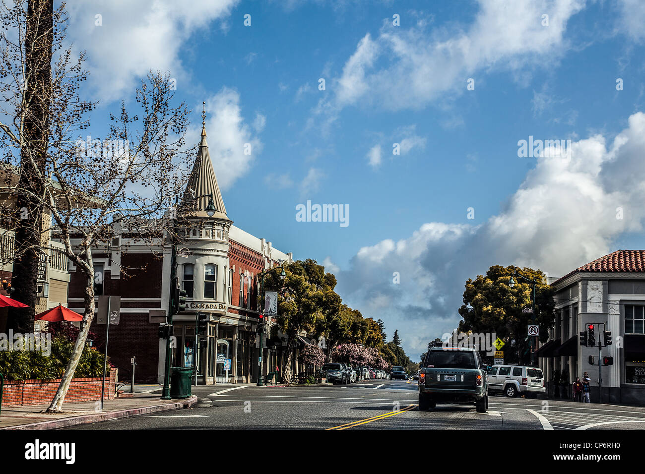 North Santa Cruz Avenue and Main Street in Los Gatos California Stock Photo